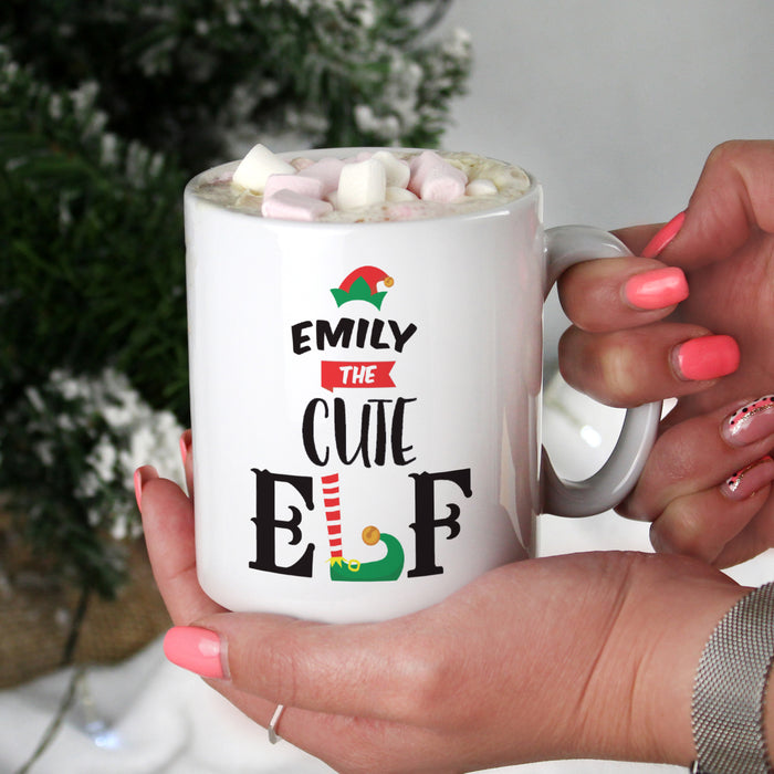 Personalised Cute Elf Mug - Novelty Christmas