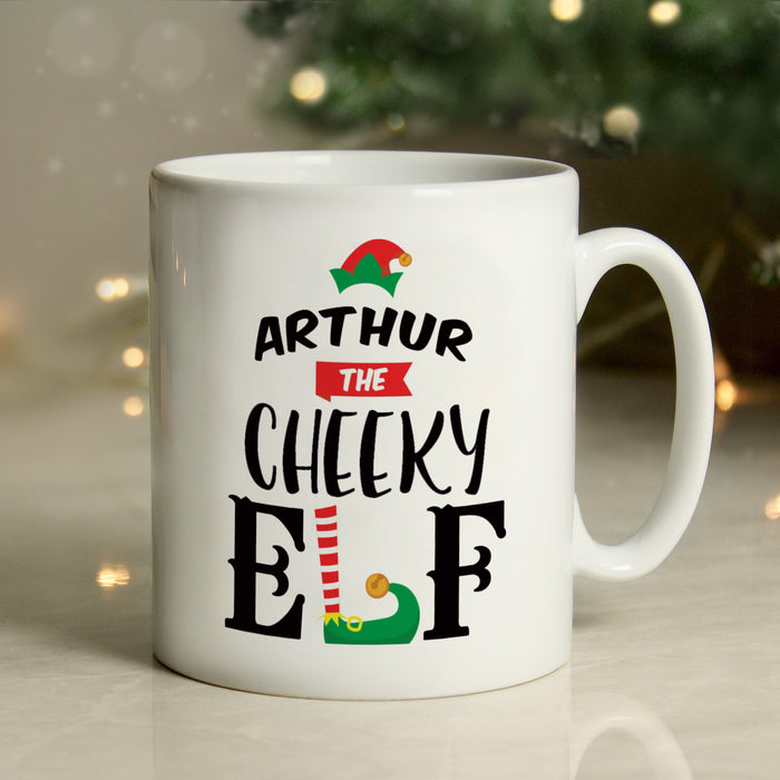 Personalised Cheeky Elf Mug - Novelty Christmas
