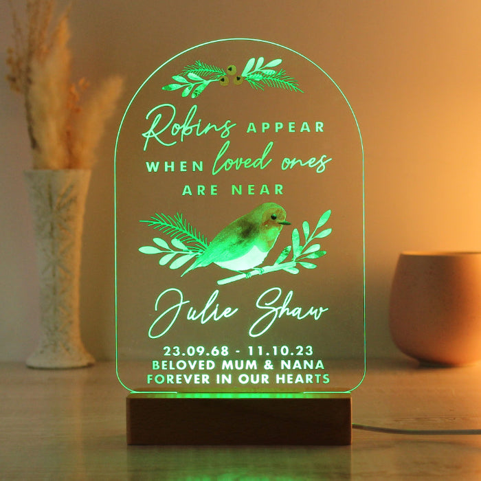 Personalised Robins Appear Memorial LED Light Christmas Decoration