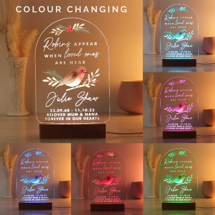 Personalised Robins Appear Memorial LED Light Christmas Decoration
