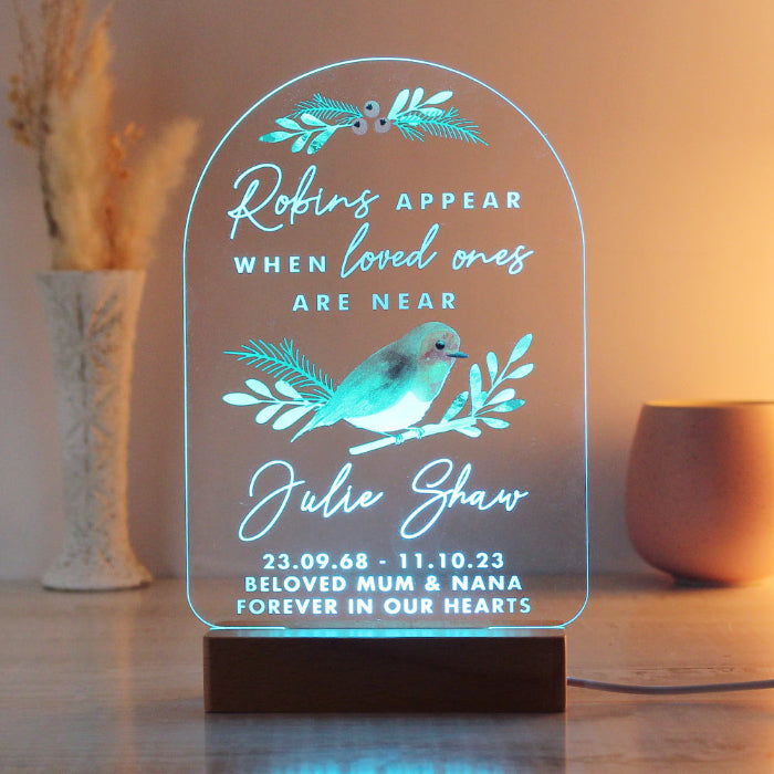 Personalised Robins Appear Memorial LED Light Christmas Decoration