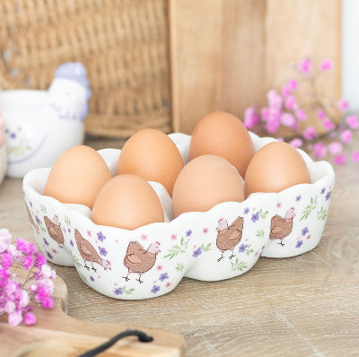 Hen Chicken Print Ceramic Egg Holder