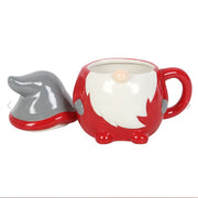 Novelty Red and Grey Gonk Lidded Christmas Mug
