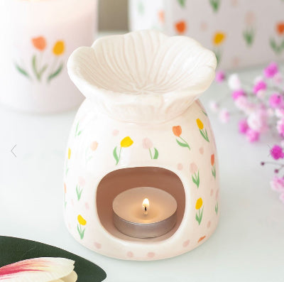 Tulip Print Oil Burner and Wax Melt Warmer