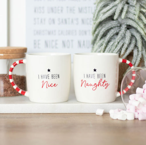 Naughty and Nice Couples Novelty Christmas Mug Set