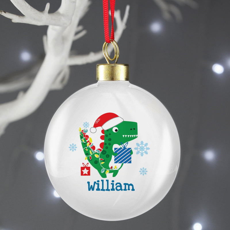 Personalised Have A Roar-Some Christmas Dinosaur Bauble