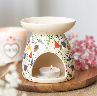 Cream Midnight Bloom Print Oil Burner & Wax Melt Burner