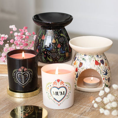Cream Midnight Bloom Print Oil Burner & Wax Melt Burner