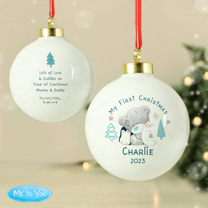 Personalised My First Christmas Tiny Tatty Teddy Bauble
