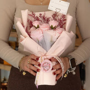Large Soap Flower Pink Roses Bouquet