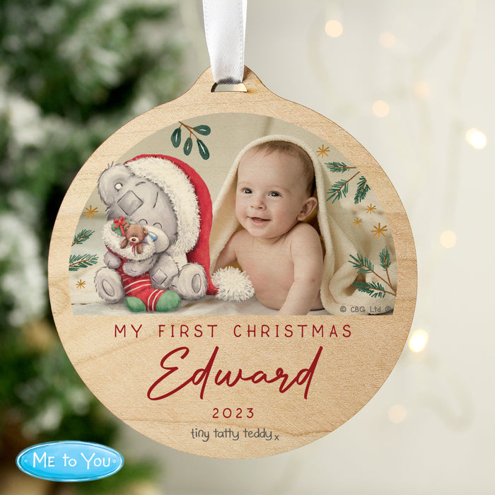 Personalised My First Christmas Tiny Tatty Teddy Photo Upload Decoration