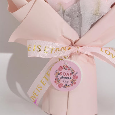 Large Soap Flower Pink Roses Bouquet - Birthday Gift