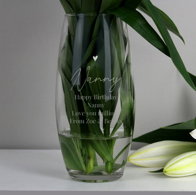 Personalised Nanny Bullet Glass Vase