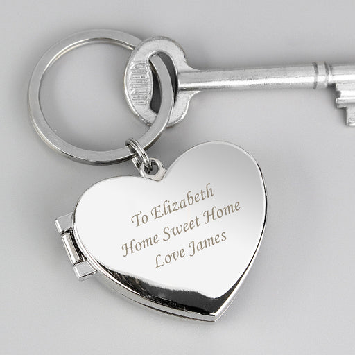 Personalised Heart Photo Locket Keyring - Any Text