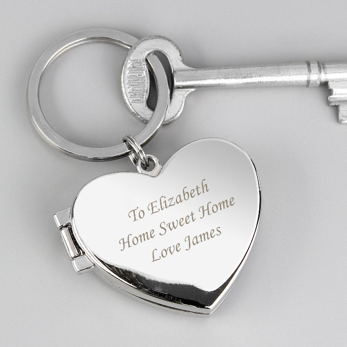 Personalised Heart Photo Locket Keyring - Any Text