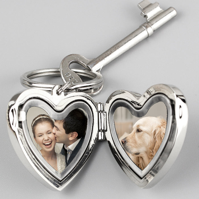 Personalised Heart Photo Locket Keyring - Any Text