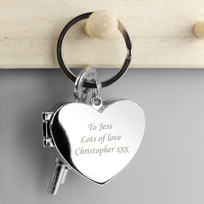 Personalised Heart Photo Locket Keyring - Any Text