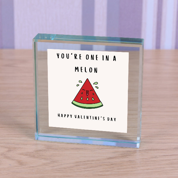 You’re One In A Melon Valentines Day Plaque Block