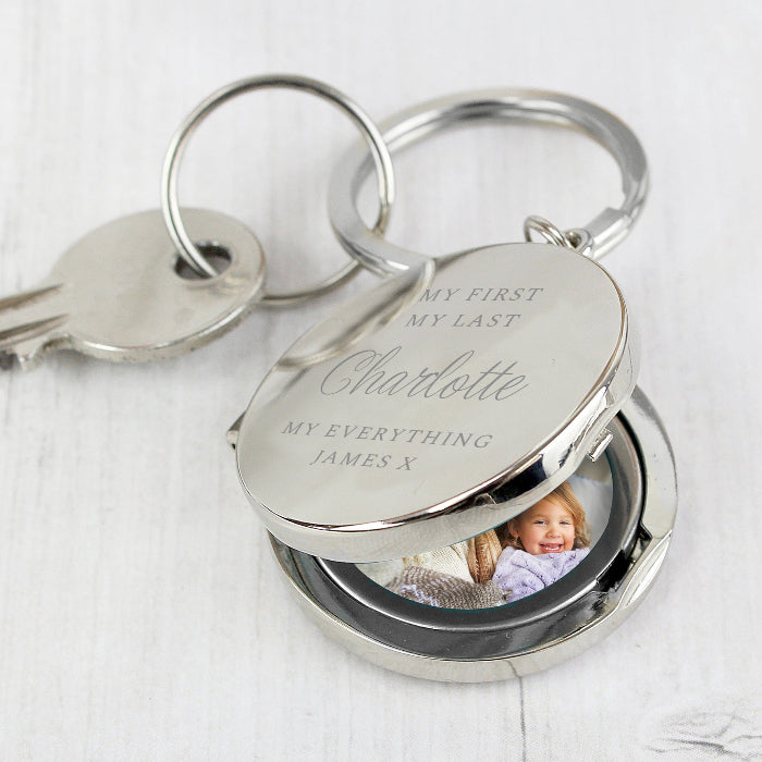Personalised Classic Photo Locket Keyring - Any Text