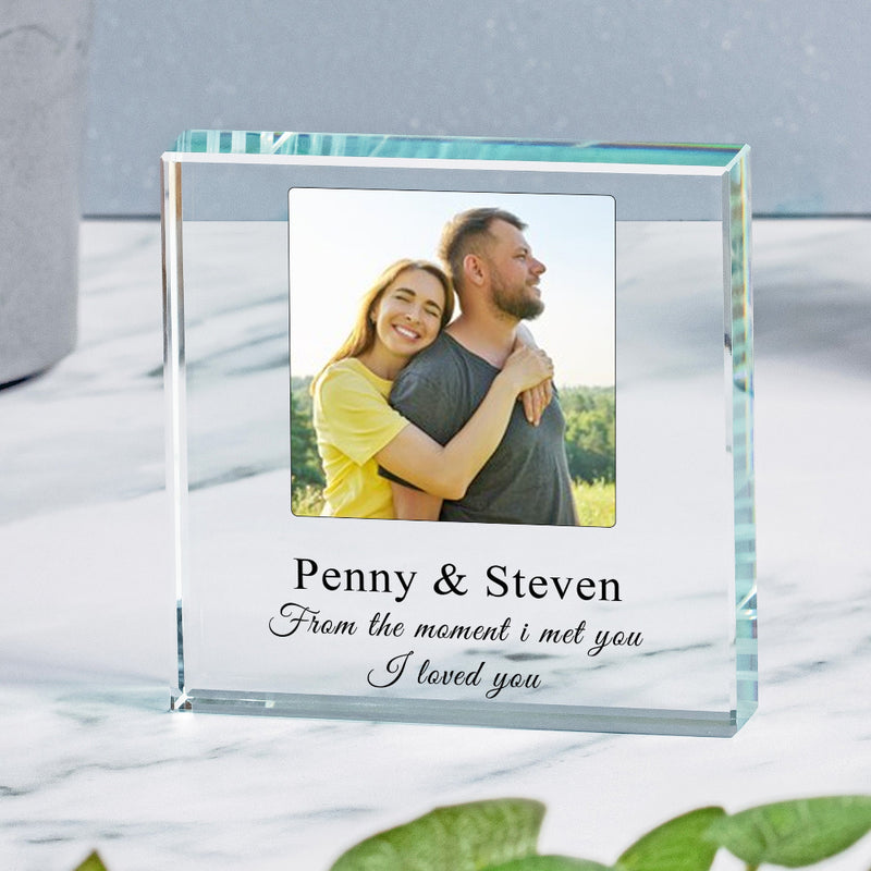 Personalised From The Moment I Met You Crystal Glass Block