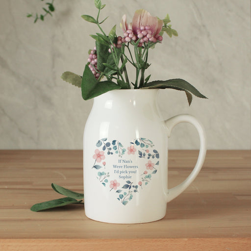 Personalised Floral Heart Flower Jug Vase