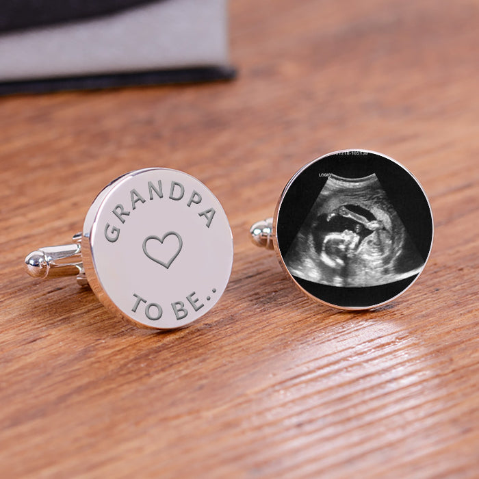 Grandpa To Be Baby Scan Cufflinks - Silver Finish