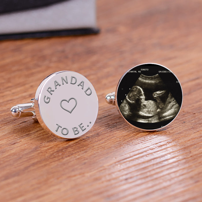 Grandad To Be Baby Scan Cufflinks - Silver Finish