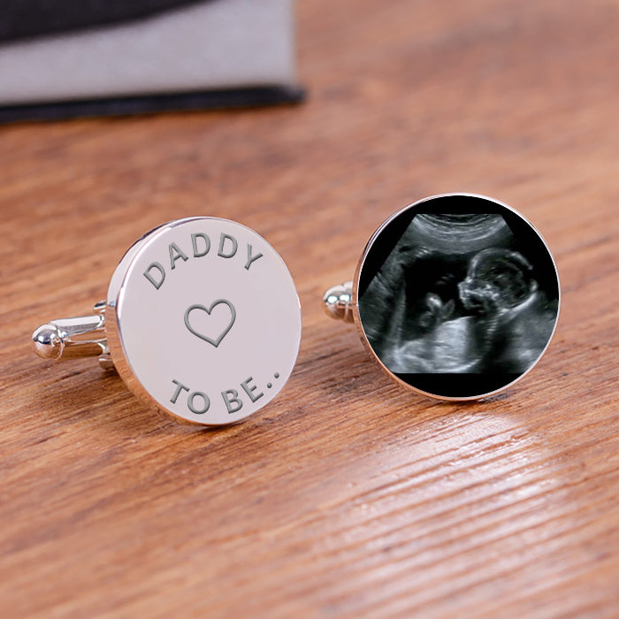 Daddy To Be Baby Scan Cufflinks - Silver Finish