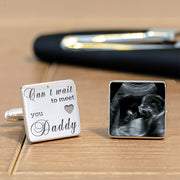 Wait To Meet You Daddy Baby Scan Cufflinks - Silver Finish