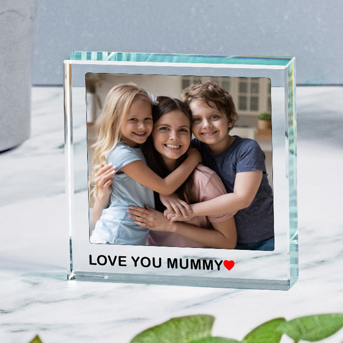 Love You Mummy Photo Upload Glass Block