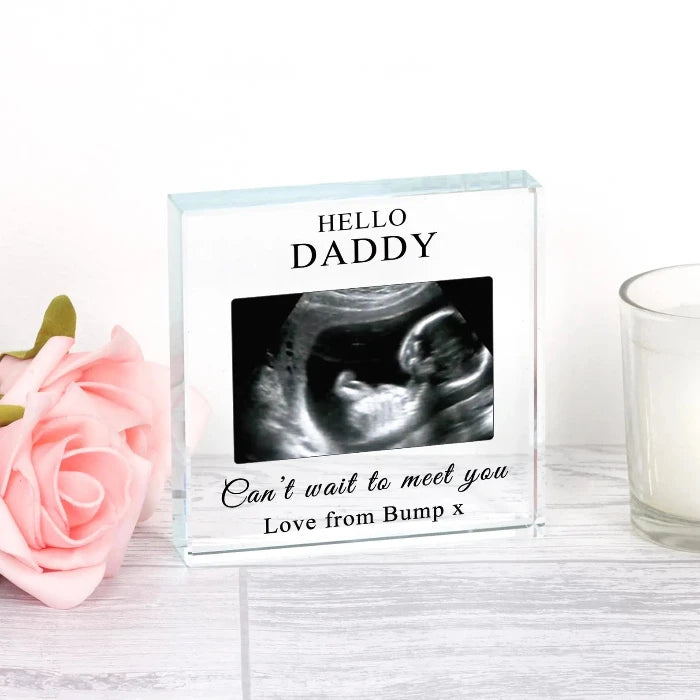 Hello Daddy Baby Announcement Baby Scan Glass Gift