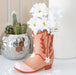 Western Pink Cowboy Boot Flower Vase