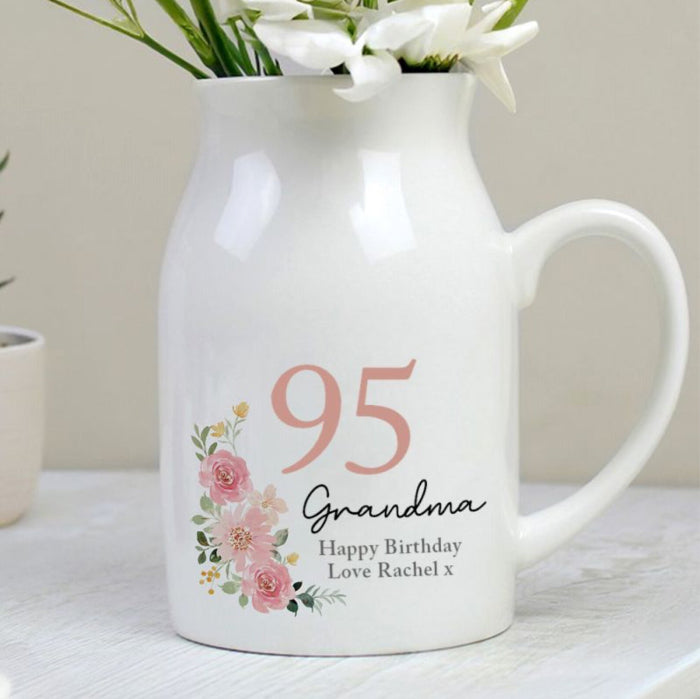 Personalised Floral 95th Birthday Jug Vase