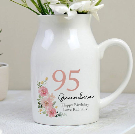 Personalised Floral 95th Birthday Jug Vase