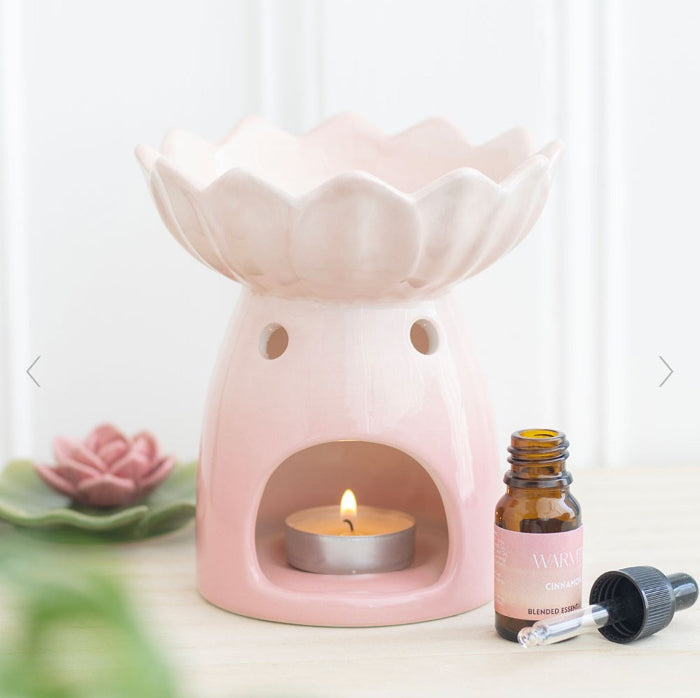 Pink Water Lily Shaped Oil Burner and Wax Warmer