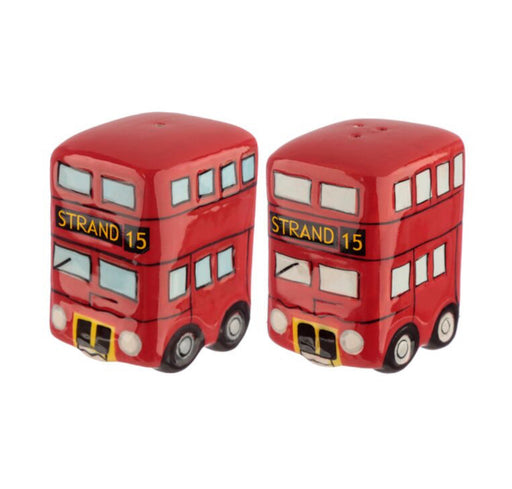 London Red Double Decker Bus Shaped Salt & Pepper Shaker Set