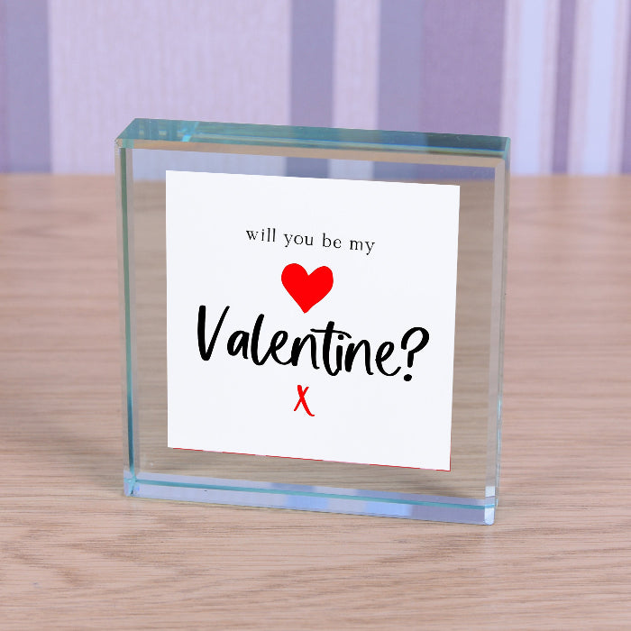 Will You Be My Valentine Glass Gift Keepsake