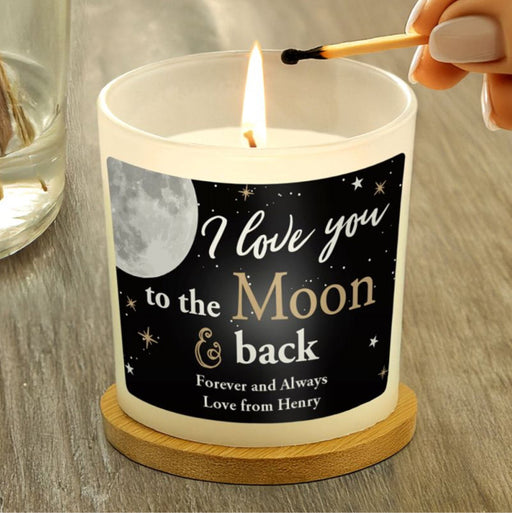 Personalised Moon & Back Valentines Day Scented Jar Candle