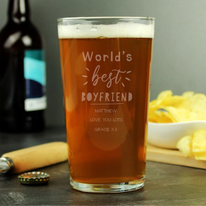 Personalised World's Best Boyfriend Pint Glass