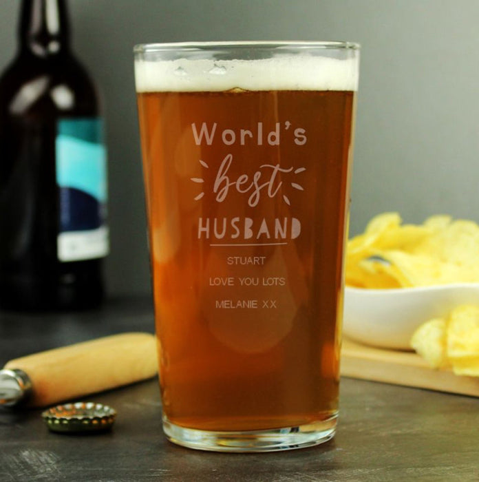 Personalised World's Best Husband Pint Glass