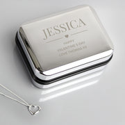 Sterling Silver Heart Necklace With Personalised Valentines Gift Box 