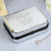 Sterling Silver Heart Necklace With Personalised Valentines Gift Box 