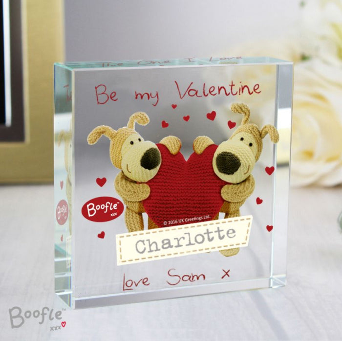 Personalised Boofle Be My Valentine Crystal Glass Gift