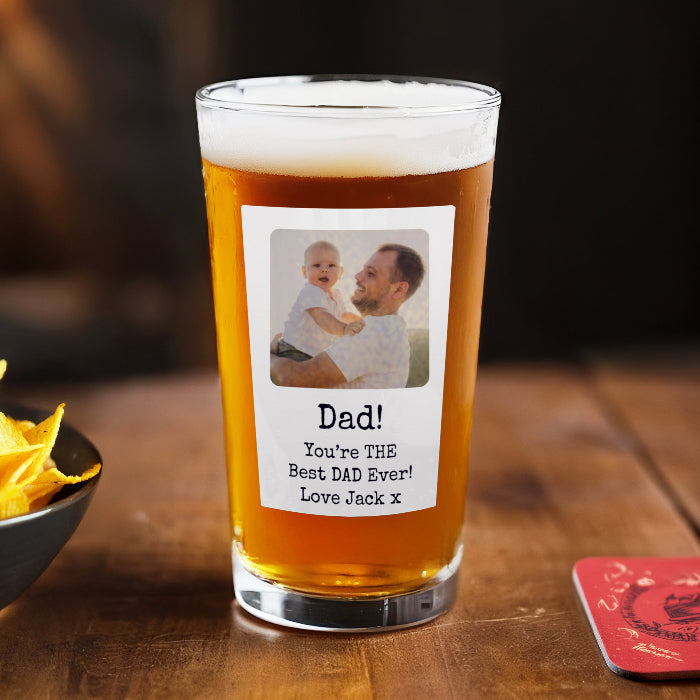 Personalised Photo Upload Beer Glass With Message
