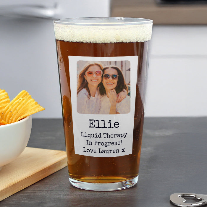 Personalised Photo Upload Beer Glass With Message