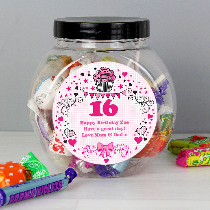 Personalised 16th Birthday Sweet Jar