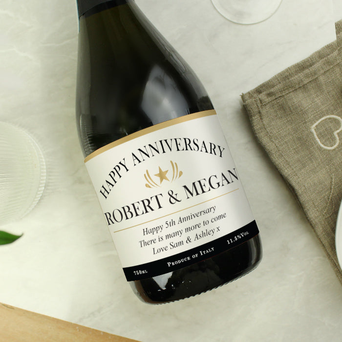 Personalised Happy Anniversary Prosecco Bottle