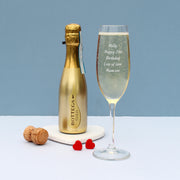 Engraved Flute Glass & Mini Gold Bottega Prosecco Gift Set