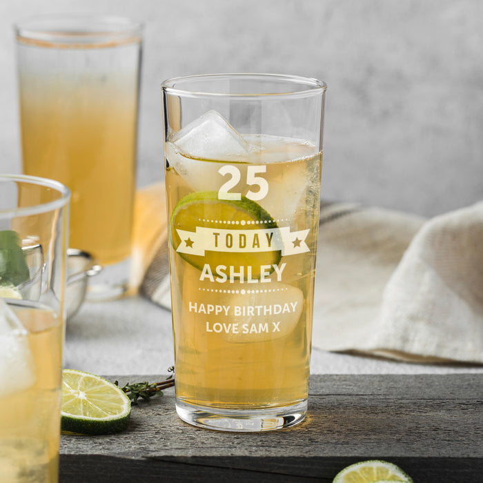 Engraved Birthday Hi Ball Glass