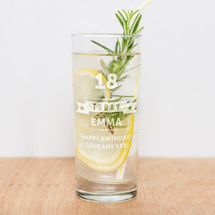 Engraved Birthday Hi Ball Glass